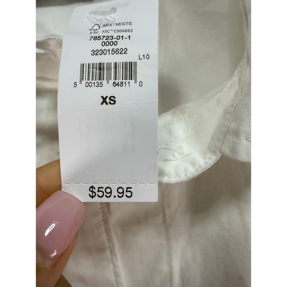 GAP White Cotton Button Down Puff Sleeve Blouse‎ Women's Size XS Classic Minimal - Picture 2 of 8